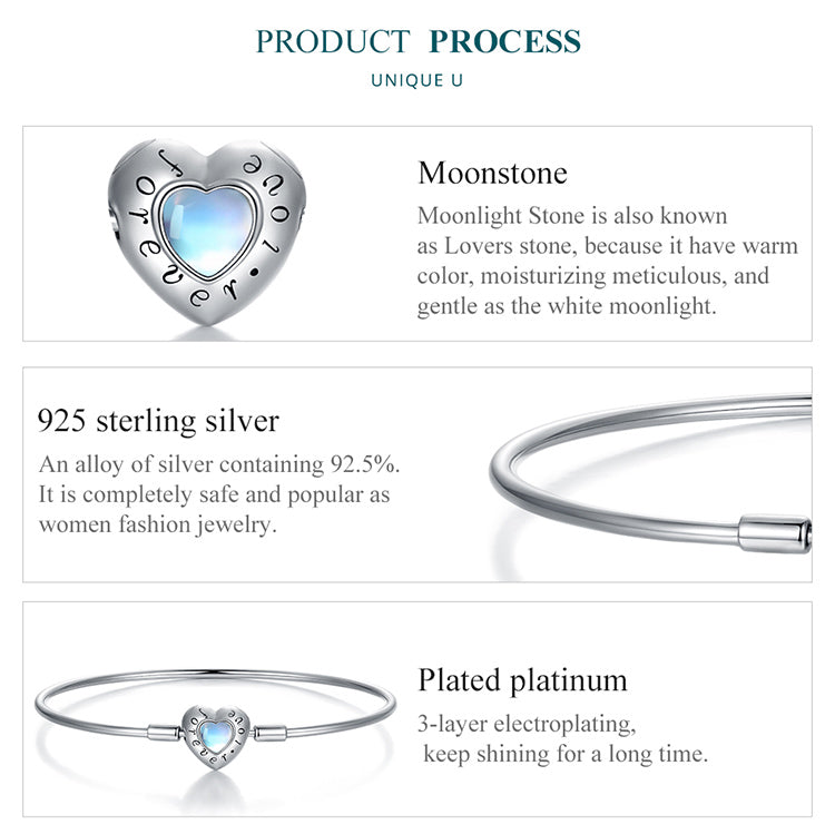 Heart-Shaped Moonstone Bangle