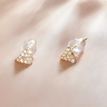 Sparkling Triangle Stud Earrings
