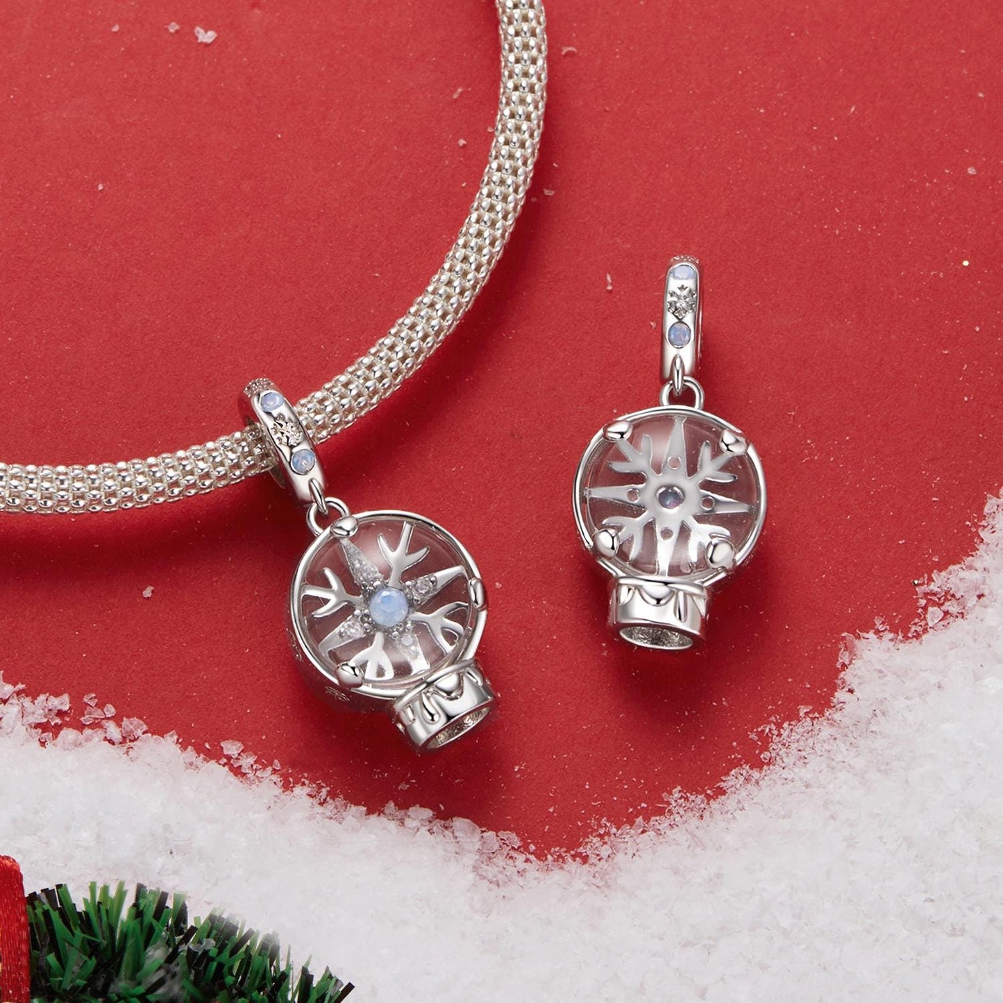 Christmas Snowflake Crystal Ball Pendant Charm