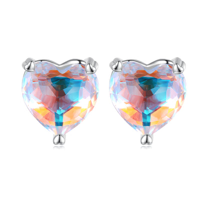Heart-shaped Iridescent Glass Studs