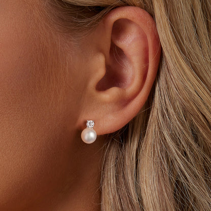 Natural Pearl & 0.5ct Moissanite Studs
