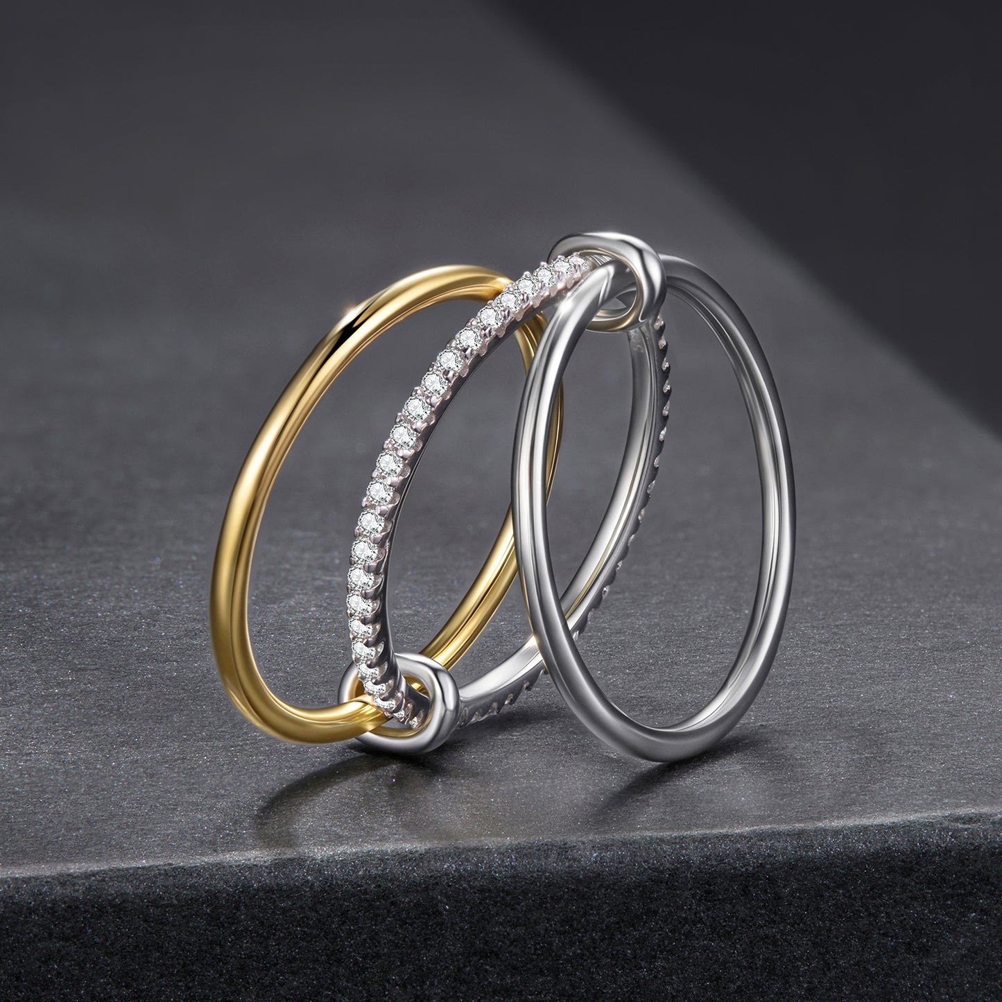 Triple Stacked Moissanite Ring