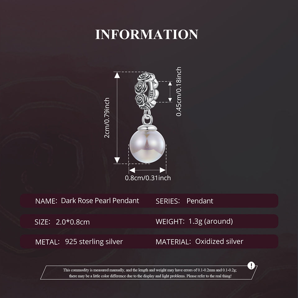 Midnight Rose Black Pearl Pendant Charm