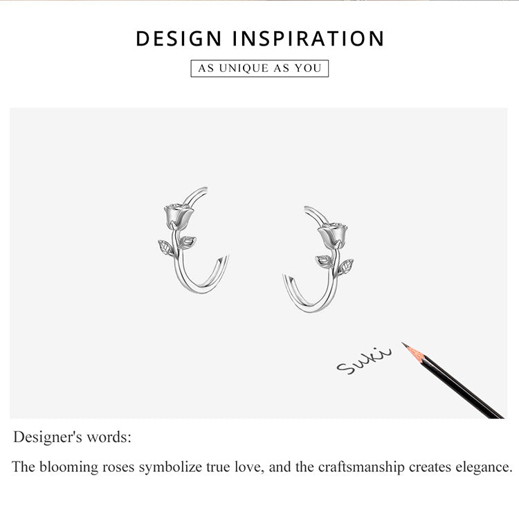 Elegant Rose Hoop Earrings