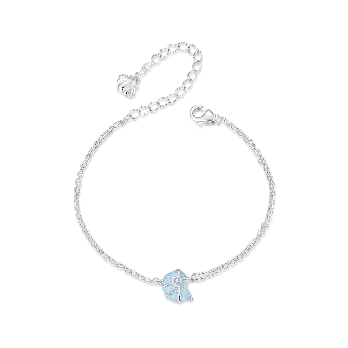 Ocean Blue Shell Charm Bracelet