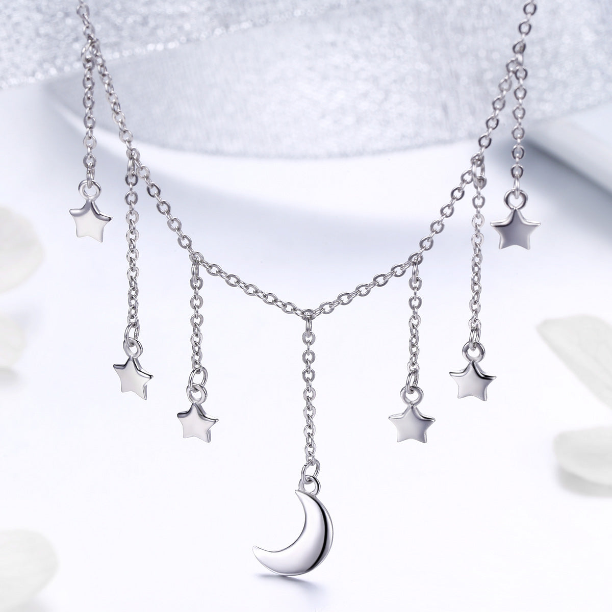 Starry Moon Sterling Silver Necklace