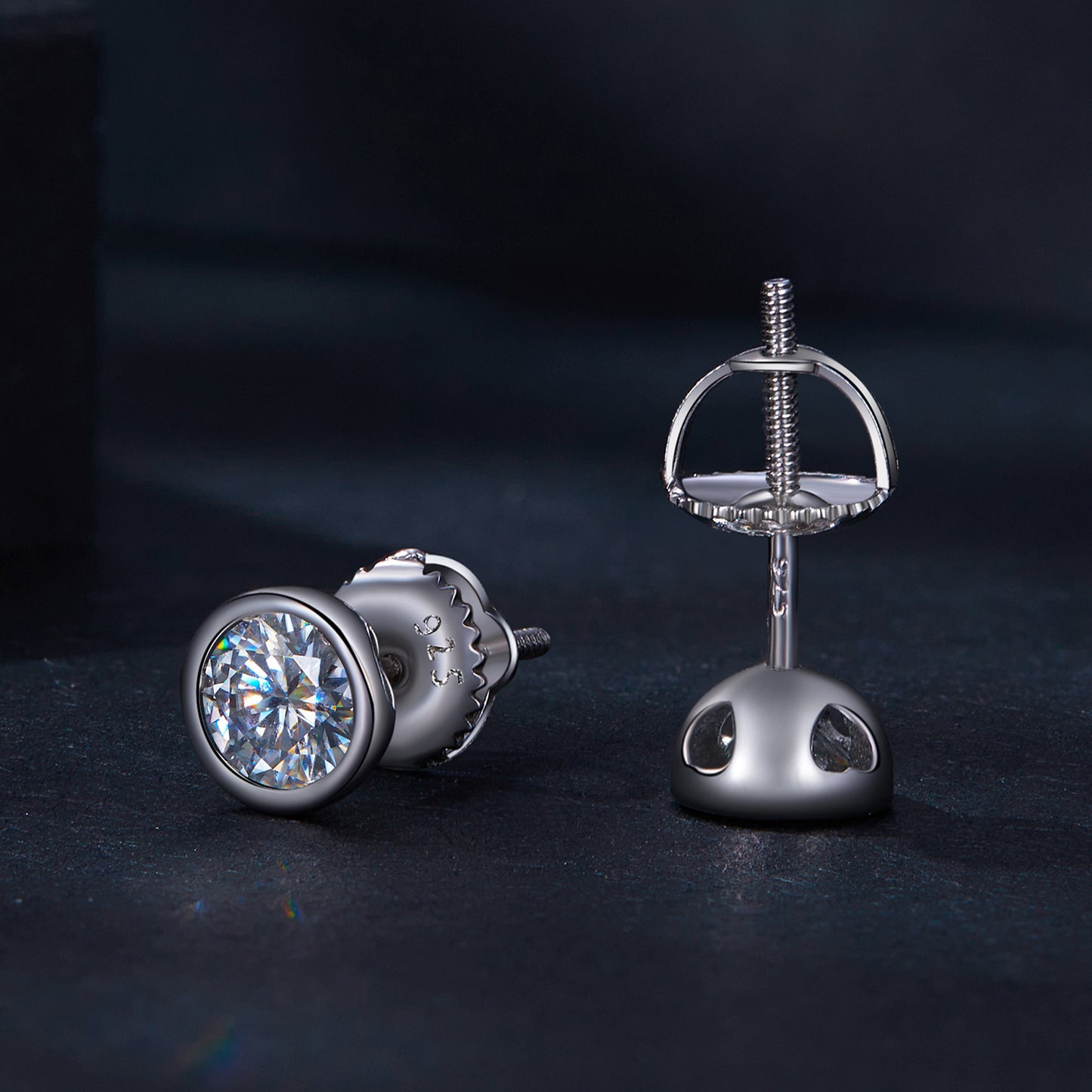 Bezel-Set Moissanite Studs