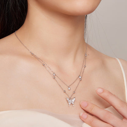 Double-layer Fringe Butterfly Necklace