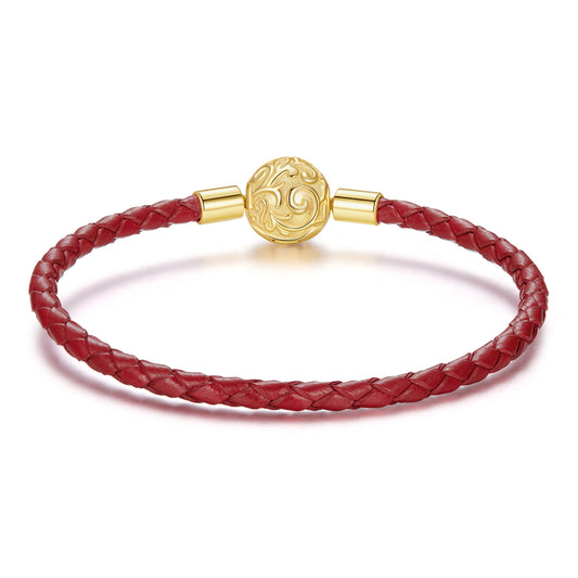 Golden Scroll Clasp Leather Bracelet