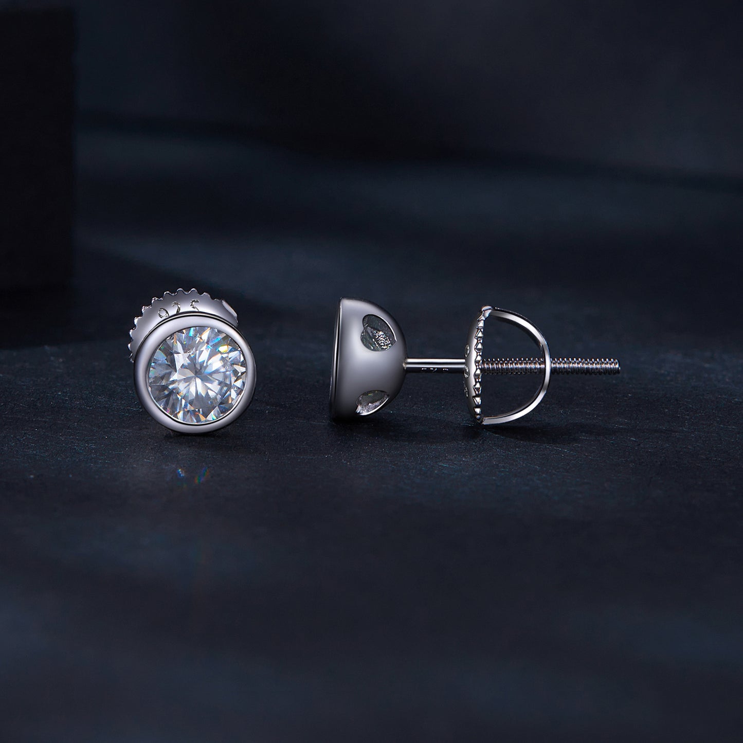 Bezel-Set Moissanite Studs
