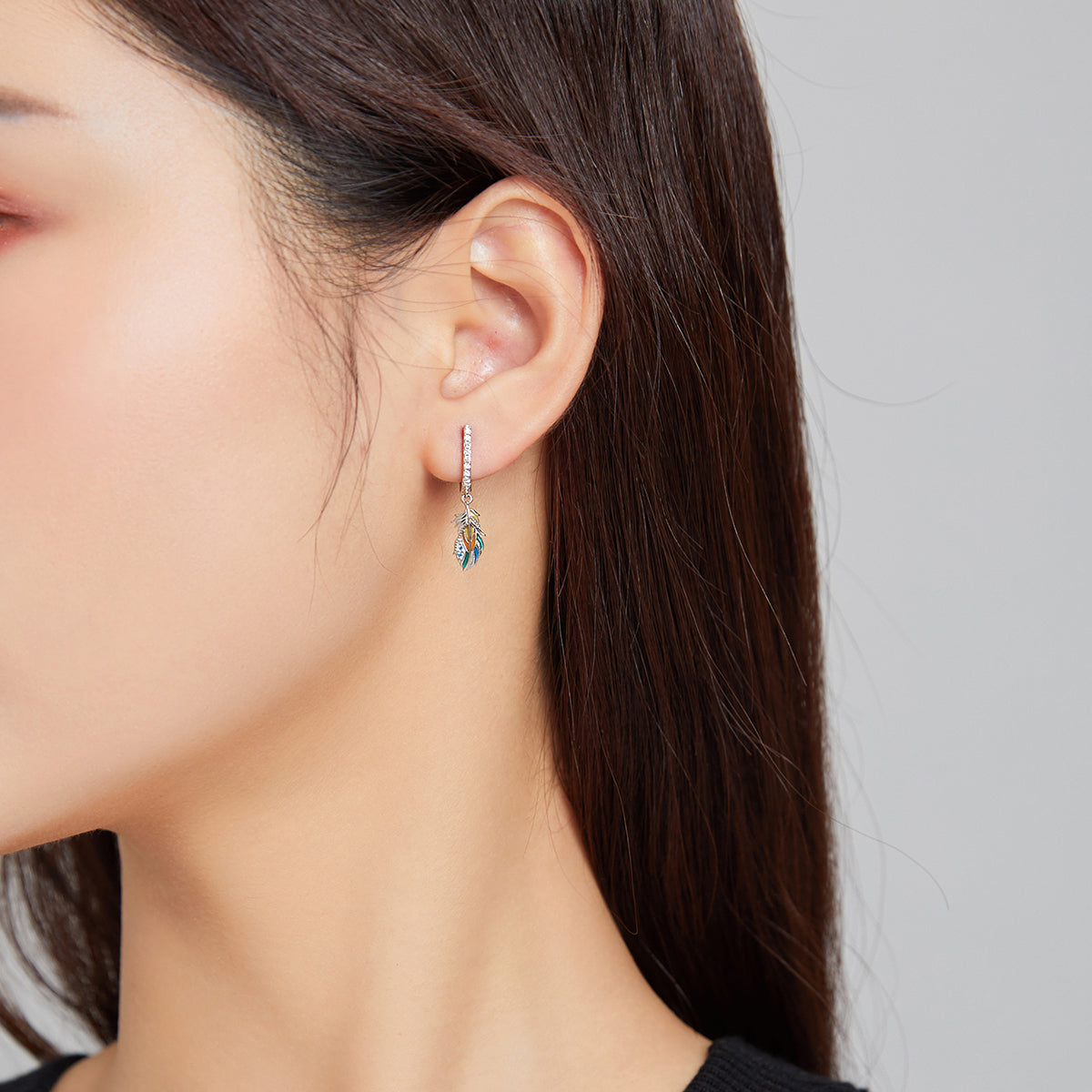 Colorful Feather Clip-On Earrings