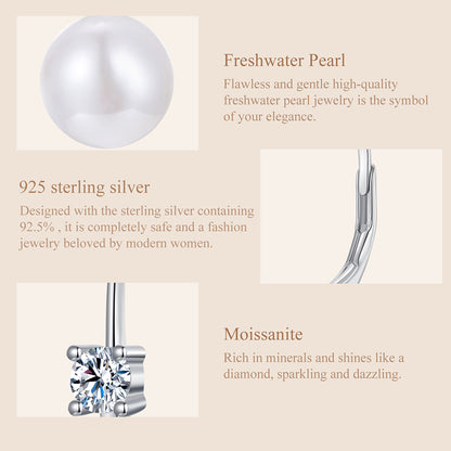 Pearl Accent Moissanite Spring Earrings