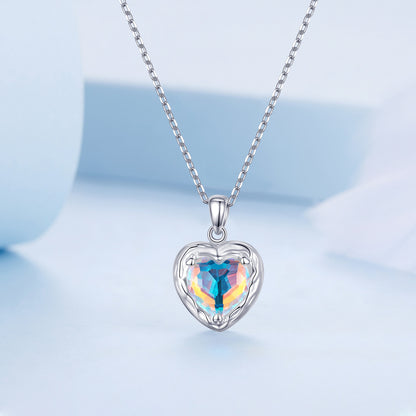 Iridescent Heart Glass Necklace