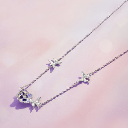 Adjustable Viola Flower Necklace