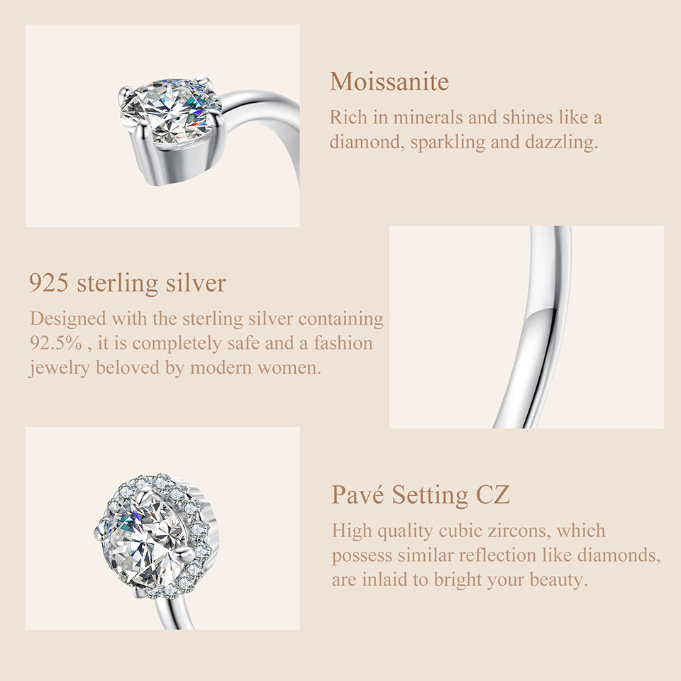 Sparkling Moissanite Adjustable Ring