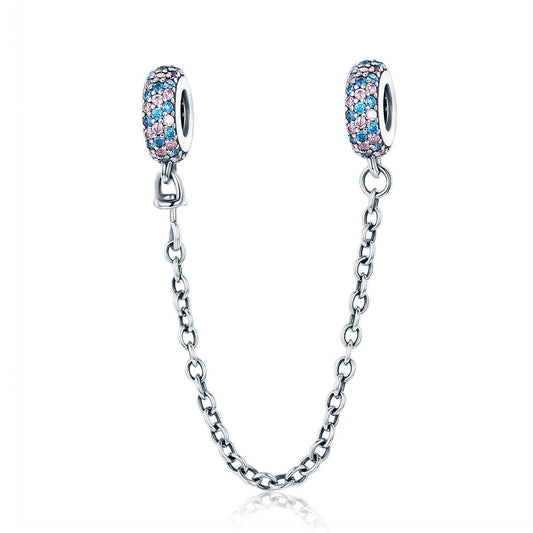 Pink and Blue Miracle Safety Chain Charm for Bracelet