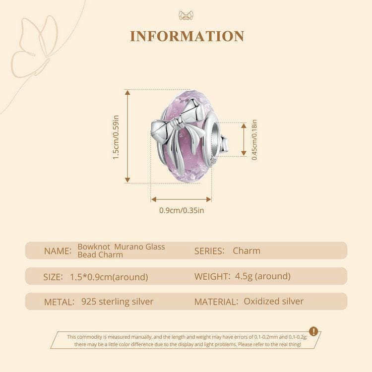 Bowknot  Murano Glass Bead Charm