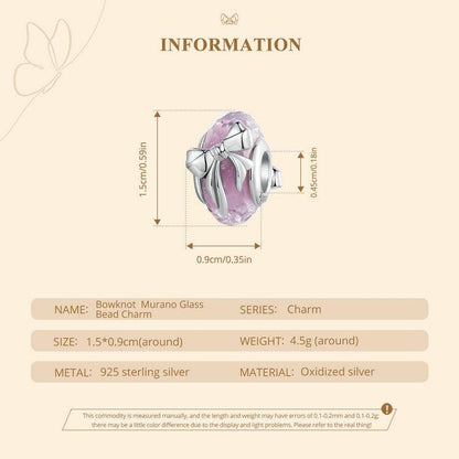 Bowknot  Murano Glass Bead Charm