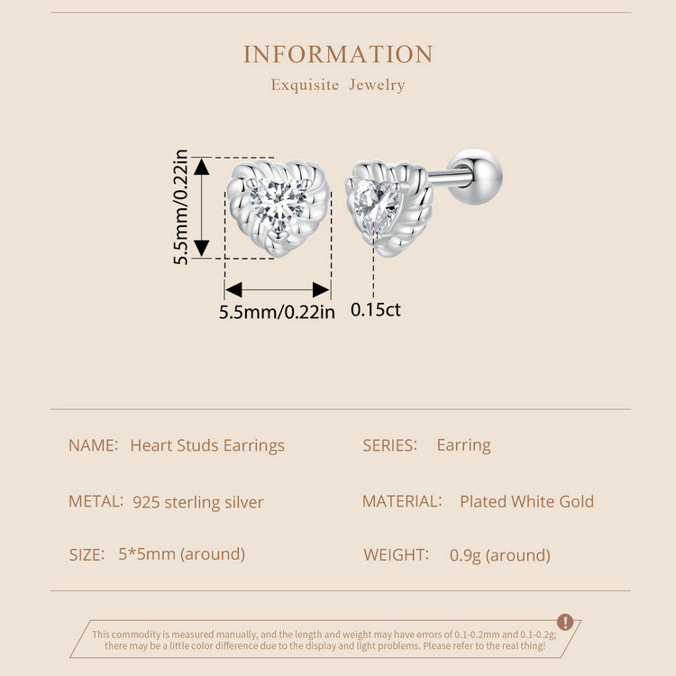 Spiral Ball Moissanite Studs (Heart)